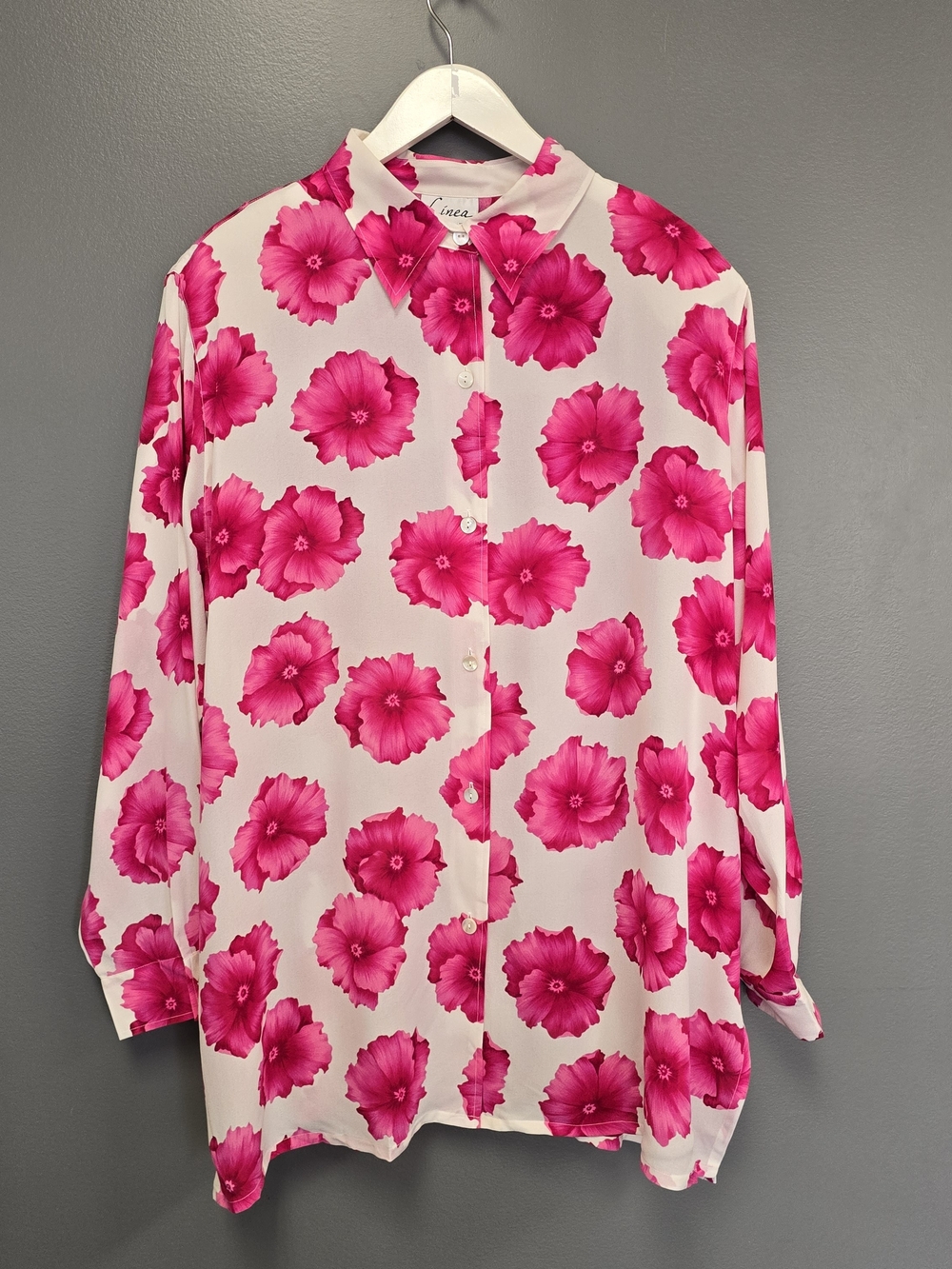 Linea by Louis Dell'Olio Women’s 100% Silk Floral Collared Button-Up Blouse 2X